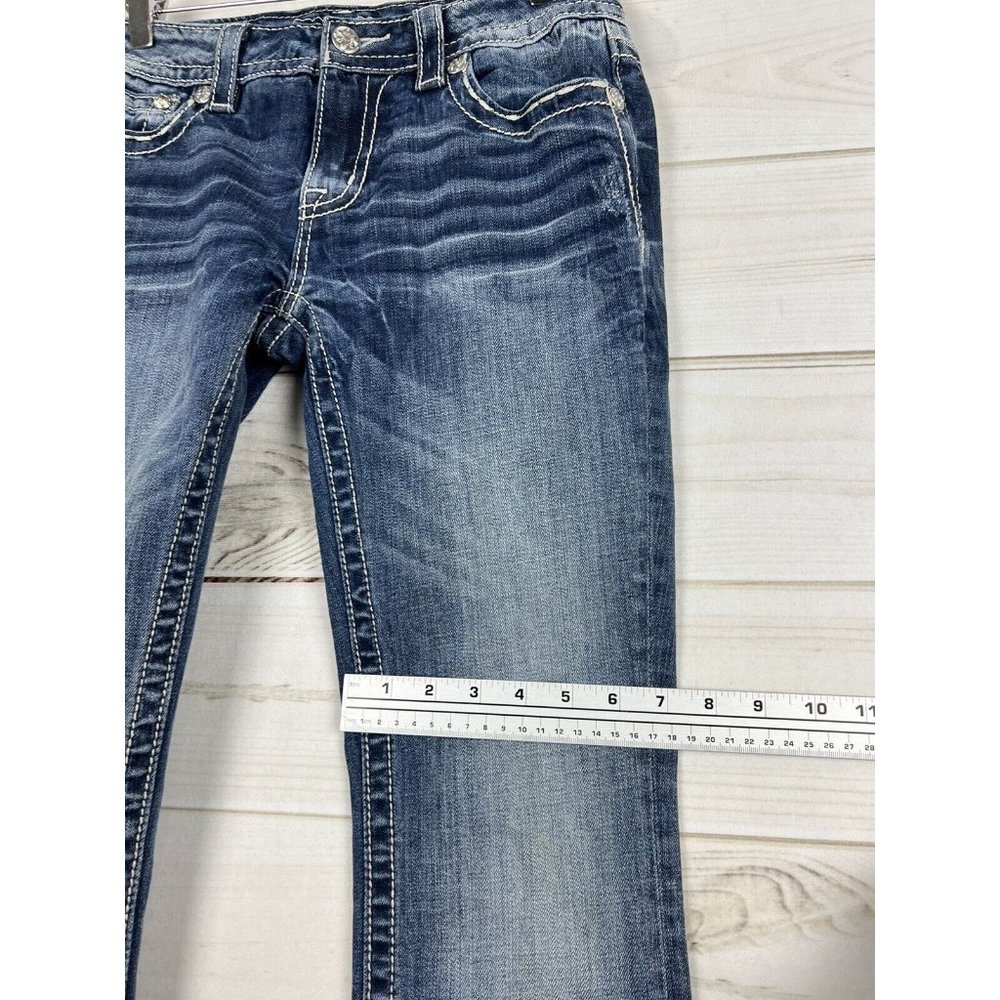Miss Me Jeans Womens 28 Blue Bootcut Embroidered Pocket Low Rise Stretch - Picture 12 of 12